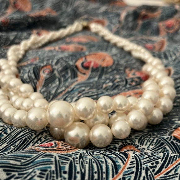 Vintage Rmn Faux Pearl Layered Three Strand Necklace - Picture 1 of 4